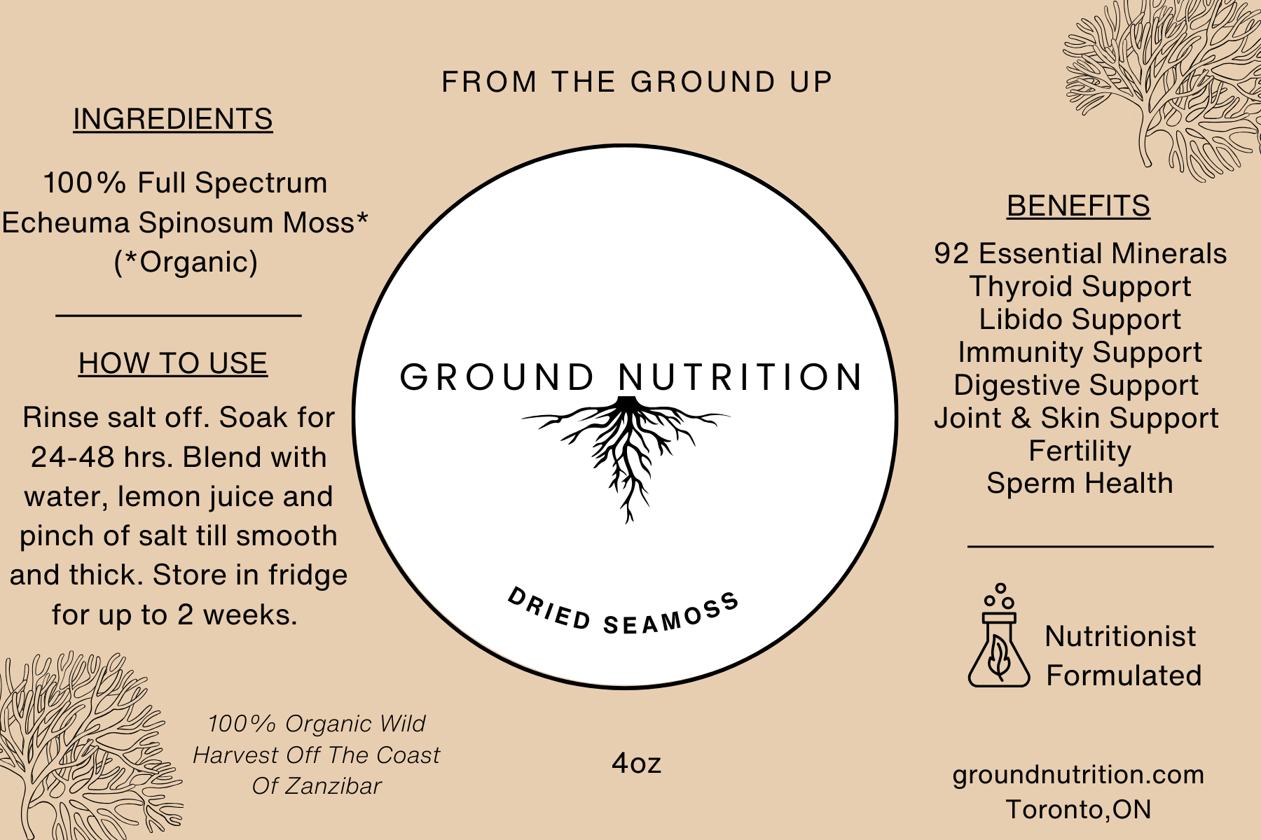 Dried Sea Moss | Full Spectrum Sea Moss | GROUND NUTRITION